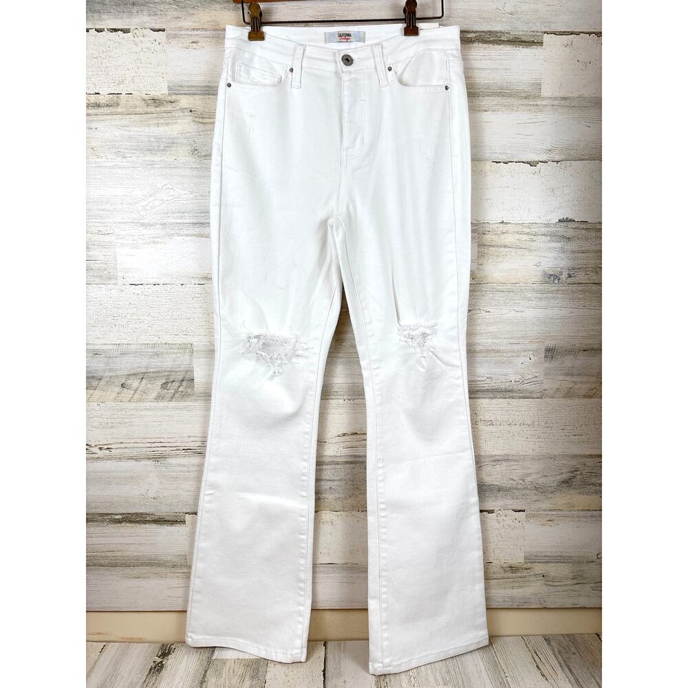 Vintage America Womens 29 White Mid Rise Flared Jeans NWT Retro Denim